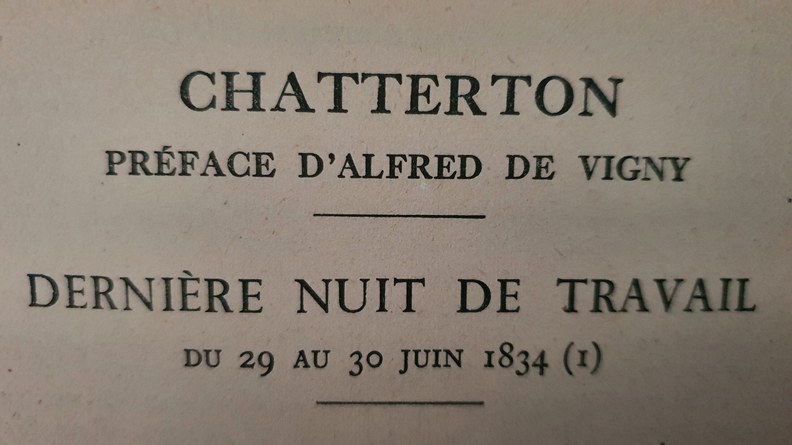 Chatterton - préface Alfred de Vigny